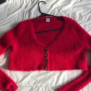 Cropped Red Urban Cardigan Sz Small